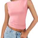 Imily Bela Womens Going Out Casual Tank Tops 2025 Trendy Summer Basic Sleeveless Backless T Shirts Cute Slim Fit Y2K Tee (Small, Pink)