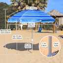 8ft Large Beach Umbrella,Heavy Duty Wind Resistant Portable Sun Shade w/Tilt Pole&Sand Anchor,Shoulder Carry Bag,Removable Hook,UV 50+ Protection,Air Vents Design for Patio Garden Pool