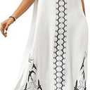 Bsubseach Kaftan Dresses for Women Swimsuit Coverup Beach Caftans Cover Ups for Swimwear Loungewear Bird Embroidery
