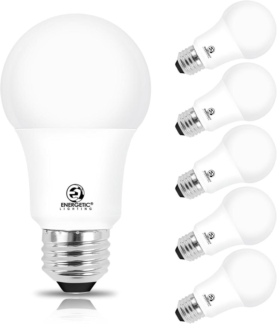 Energetic LED Light Bulbs 100 Watt Equivalent, Warm White 3000K, 1600lm 13.5W A19 Dimmable Light Bulb, CRI80+, 15000Hrs, 6-Pack, ETL Listed