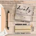 Wedding Decor, Acrylic Wedding Signs, Wedding Decorations for Reception, Wedding Signs for Reception, The Drinks Are on Us Acrylic Plaque Sign with Wood Stand for WeddingReception Decorations (white-3)