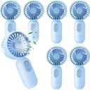 Mini Portable Fan Bulk Cute Handheld Lightweight Small Little Personal Hand Eyelash Fan 3 Speeds USB Rechargeable for Women Men Indoor Outdoor Makeup Travel Camping (Blue, 6 Pcs)