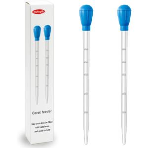 2 Pieces Long Pipette for Fish Tank Coral Food Feeder Long Syringe Reef Coral Food Spot Feeder Tube for Reef Aquatic Plant Spider Snake Lizard