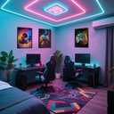 SEHSUVC Boys Gaming Decor Canvas Prints Wall Art 3 Piece, 24x16inch Framed | Colorful Neon Gaming Wall Decor,Wood Framed,Modern Gamer Bedroom Decor,Boys Posters for Bedroom,Game Room Bedroom Home Decor, 24L" x 16W"