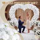 Novabright Fabric Cloth Base Artificial Flower Arrangement Decorative Heart Arch Backdrop Wedding Proposal Photo Booth Background for Outdoor Indoor Events Commercial, No Arch(White)