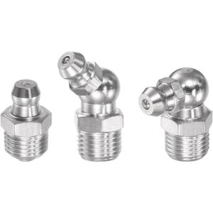 uxcell 15pcs 304 Stainless Steel Straight and Angled Grease Fitting M10x1mm Metric Thread Straight 90 Degree 45 Degree Hydraulic Grease Nipple Accessories