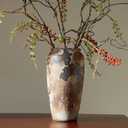 Smiletag Rustic Vase for Home Decor, Farmhouse Terracotta Vases, Stone Vases, Large Vases for Living Room Decor, Rustic Flower Vase Decoration for Living Room Tall Ceramic Vase