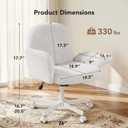 HUANUO Criss Cross Office Chair for Women, Cross Legged Desk Chair with Adjustable Armrests, Soft Corduroy Fabric for Small Spaces, Petite Home Office Computer Chair for Girls, White