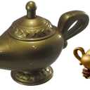 Nicky Bigs Novelties Plastic Gold Fake Genie Oil Wish Lamp Prop Cosplay Gold Magic Genie Lamp Bottle Table Props Costume Accessory