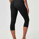 Heathyoga Buttery Soft Capri Leggings with Pockets for Women Tummy Control Capri Pants High Waisted Yoga Pants Women (Black, S)