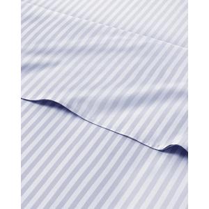Sky Blue and White Striped Sheets - 1 Flat & 1 Fitted Sheet & 2 Pillowcases w/ Deep Pockets - Comfy, Wrinkle & Fade Free - Soft, Breathable and Cooling - Pinstripe Patterned Bedding - Queen Size