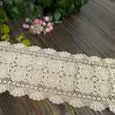 Cotton Handmade Crochet lace Table Runners Rectangular Tablecloth Doilies Doily Table Dresser Scarf Décor,15x47 inch,Beige