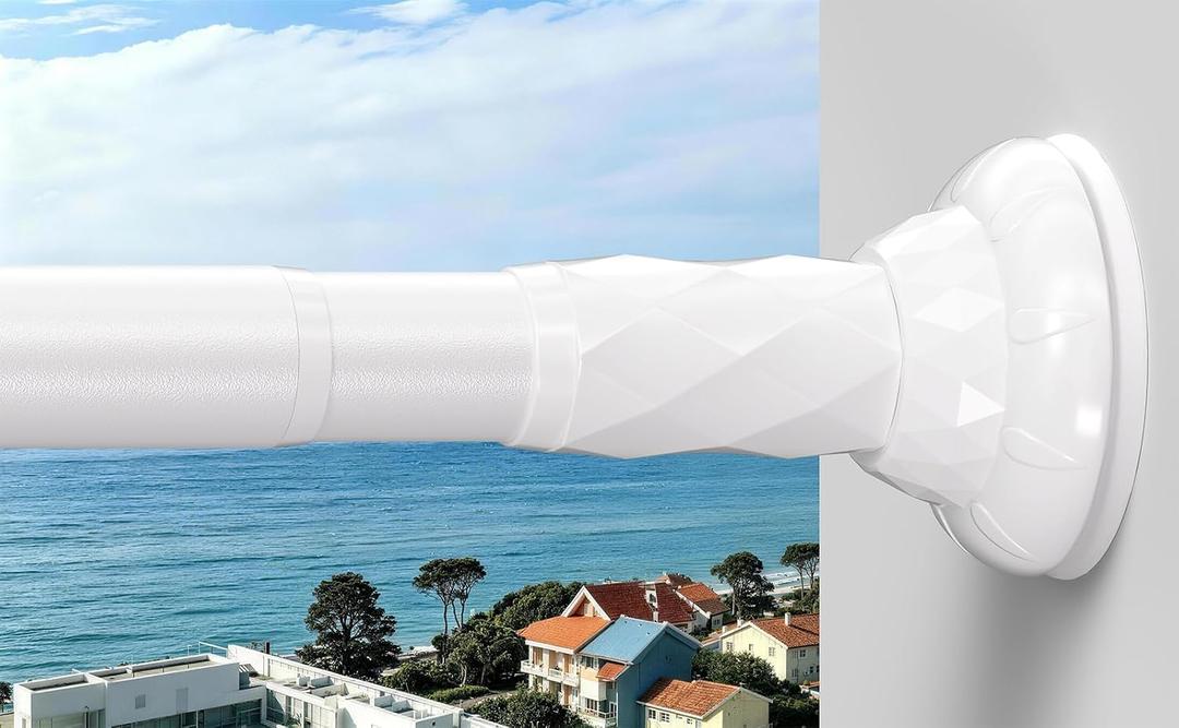 Shower Curtain Rod Tension, No Drilling,Adjustable 45-98 In,White
