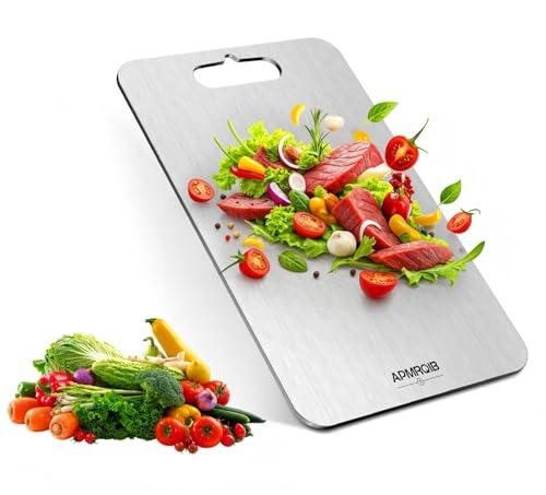 APMRQIB Titanium Cutting Boards for Kitchen, 100% Pure Titanium Cutting Boards Double Sided Non Toxic Cutting Board, Hygiene Durable Dishwasher Safe 10.3”×6.3"