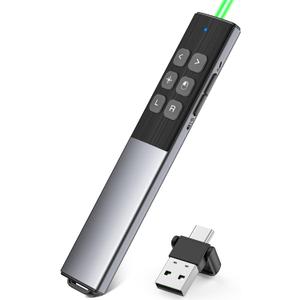 Wireless Rechargeable Presentation Clicker- Presentation Remote with Air Mouse Control, Gyro Volume Adjustment & Ink Annotation- Clicker for PowerPoint, Keynote on Mac, PC, Laptop