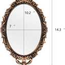 Tstarer Vintage Decorative Gold Framed Mirror, Wall Hanging Mirrors & Tabletop Tray for Bedroom Living Room Dresser Decor, Oval- 9.6" W x 14.3" L (Bronze)