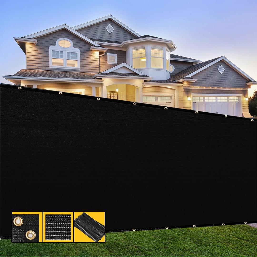 Customized 4' x 10' Black Fence Privacy Screen,with Bindings & Grommets,Heavy Duty for Gardens Backyard Patio Tennis Court Pool Construction Project Outdoor Events,We Make Custom Sizes