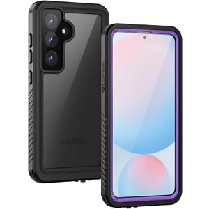 Lanhiem for Samsung Galaxy S24 FE Case, IP68 Waterproof Dustproof, Built-in Screen Protector, Heavy Duty Shockproof Full Body Protective Phone Case for Galaxy S24 FE 5G 6.7 Inch, Purple/Clear