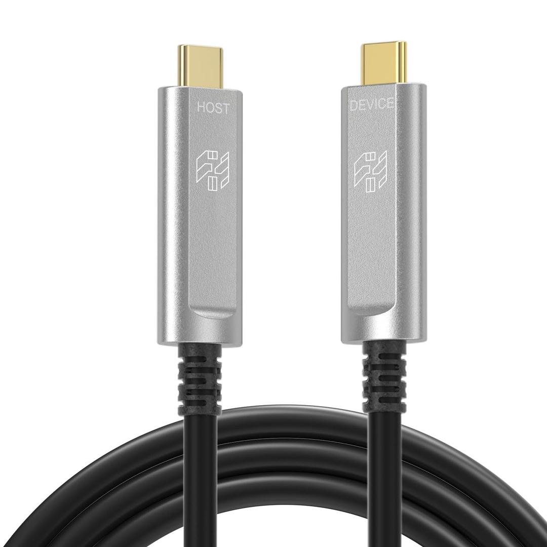 50ft USB C to USB C Cable Fiber Optic,Long Extension 10Gbps High Speed Data Transfer,Compatible with Webcams, Cameras,Gaming Consoles,Hubs,HDDs,VR AR (Silver)