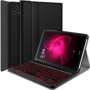Backlit Keyboard Case for T-Mobile Revvl Tab 5G 10.36 Inch 2023 Released, 7 Colors Light Magnetically Detachable Wireless Keyboard with Flip Case Cover for Revvl Tab 5G Tablet (Black)