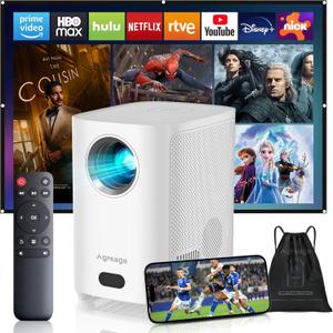 Projector with WiFi and Bluetooth, Native 1080P 15,000 Lumens 4K Supported, Agreago Outdoor Movie Projector for Home Theater UP to 300", for iOS/Android/Laptop/TV Stick/HDMI/USB
