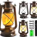 4 Pack Bronze Vintage 4 Modes Light LED Lanterns，Rechargeable Dancing Flame Lanterns Decorative Outdoor&Indoor, Remote Control Waterproof Hanging Lights for Camping,Patio Garden Pathway