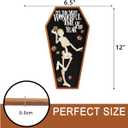 Spooky Farmhouse Halloween Wooden Signs with Sayings 12H x 6.5W, Cute Fun Farmhouse Skeleton Coffin Fall Halloween Table Sign for Tiered Tray Wreath Mantel Table Top Centerpiece Decor (Black)