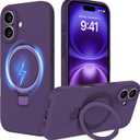 IYH for iPhone 16 Plus Case with Magnetic Invisible Stand 6.7''[Compatible with Magsafe][16FT Military Protection] Liquid Silicone Cases, Purple