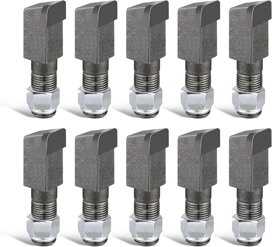 10 Pack 2-1/2"Lx3/4"W Stump Grinder Teeth with 5/8" Nuts Carbide Tipped Compatible with Sha-ver SC50/SC50-H/SC25/SC25-H/SC30/SC30-H/Woods SG100, Stump Grinder Parts for Cutting Tree Stub