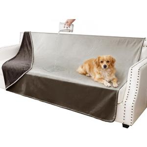 Waterproof Blanket for Couch, Leak Proof Dog Bed Blankets Reversible, Pet Throw Sofa Furniture Protector Machine Washable-52 x82,Light Brown+Dark Brown