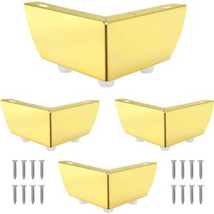 Murtenze 4 Pcs 2 Inch Furniture Legs, Gold Metal Sofa Legs with Mounting Screws - Table Legs Metal Cabinet Chair Risers Sturdy DIY Replacement Legs Set of 4 for Furniture Cabinet Couch Cupboard TV