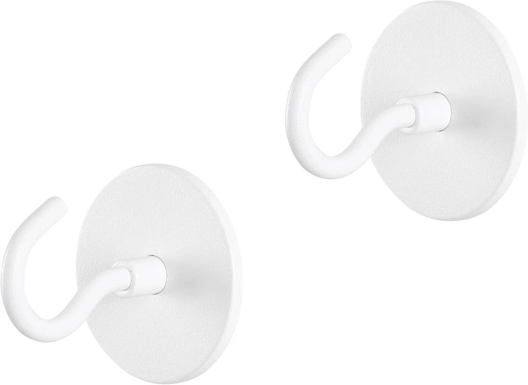 TONLEA 2 Pack Coat Hooks, Adhesive Hooks Wall Mounted, Heavy Duty Metal Wall Hooks for Hanging Coat, Scarf, Hat, Bag, Key, Towel (White), Pack of 2