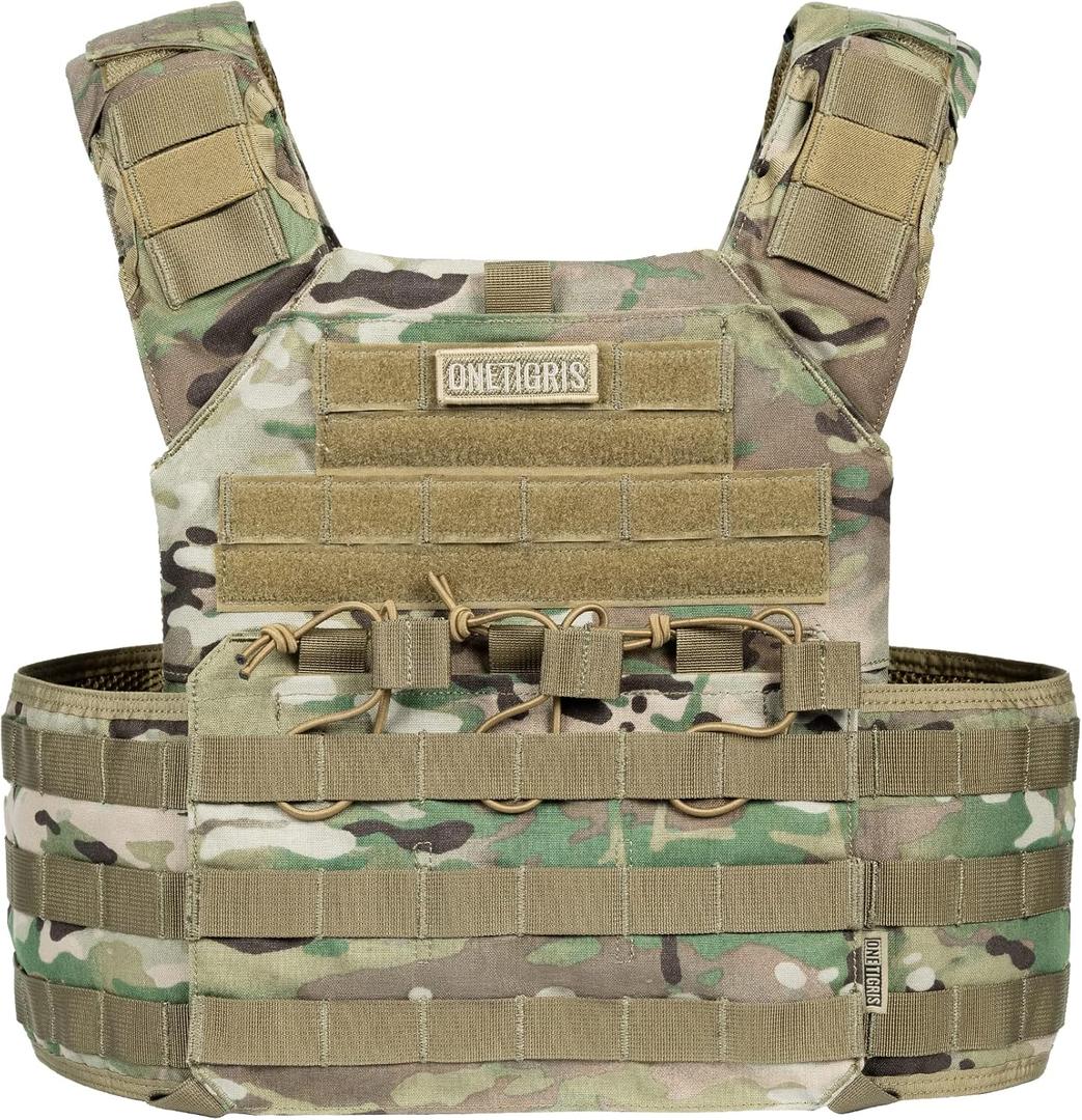 OneTigris DOOM Tactical Vest, Adjustable Airsoft Vest MOLLE Vest for Men (Camo, One Size)