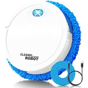 Robotic Mop,6.5cm Ultra-Slim Body + 200RPM Rotating Mop Pad,Ultra-Thin & Quiet,Wet/Dry Mopping,Ultra-Slim Quiet Glide, Hand-Like Scrubbing, for Hardwood/Tile/Small Spaces(White)