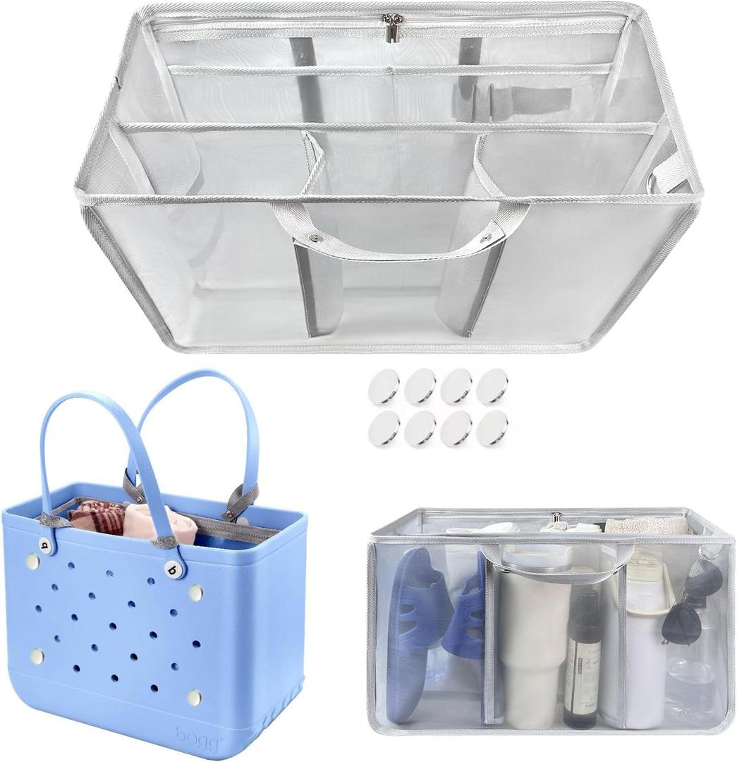 XYFuuee Beach Bag Organizer Inserts for X Large Bogg Bag Accessories, Original XL Lightweight Mesh Insert Divider Pouch, Organizing Rubber Tote Bags, Save Storage Space (Gray) | Accessories, Original XL, Lightweight, Divider Pouch, Organizing, Save Storage Space