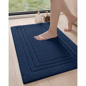 DEXI Bathroom Rug 32x20, Ultra Soft Absorbent Bath Mats for Bathroom, Shower Floor Bathmat Non Slip, Washable Bath Rugs Carpet for Tub, Sink, Navy (1'8" x 2'8" (Rectangular))