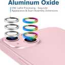 2 x AGVEE 3+3 6 Pack for iPhone 15 6.1" / 15 Plus 6.7" Camera Lens Cover Protector, Metal Ring 9H Tempered HD Glass Camera Cover Protector Film, Silver