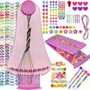 Friendship Bracelet Making Kit toys ,ages for 8 9 10 11 12 Year Old Girls, Kids Travel Activity Set,diy kit,Arts and Crafts Bracelets String Maker Kit ,Great Christmas Birthday Gifts (Purple-Pink)