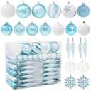 Joiedomi 133 Pcs Christmas Ornaments, Blue & White Assorted Shatterproof Christmas Balls Ornaments for Xmas Tree Wreath Garland Holidays Indoor/ Outdoor Party and Events
