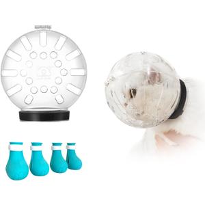 Cat Muzzle and Boots, Adjustable Headgear for Grooming, Breathable Hood Face Mask for Shaving Head Bubble Cover, Anti Bite Helmet Cat Holder for Bathing
