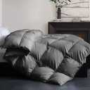 Cosybay Feather Down Fiber Comforter Oversized Queen Size - All Season Grey Duvet Insert - Luxury Medium Warmth 100% Cotton Hotel Bedding Comforter, Fluffy and Cozy -Oversized Queen 98 x 98 Inch