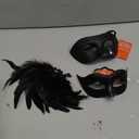 Black Couples Masquerade Mask Set - Women's Masquerade Mask with Feathers & Venetian Mask for Men, Mardi Gras, Halloween, Cosplay, Prom, Christmas