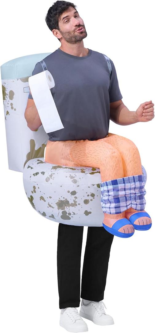 Spooktacular Creations Adults Inflatable Costumes, Sitting on a Toilet Inflatable Costume, Funny Blow Up Costumes for Halloween Costume Cosplay Themed Parties