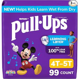 Pull-Ups Boys' Potty Training Pants, Size 4T-5T Training Underwear (38-50 lbs), 99 Count