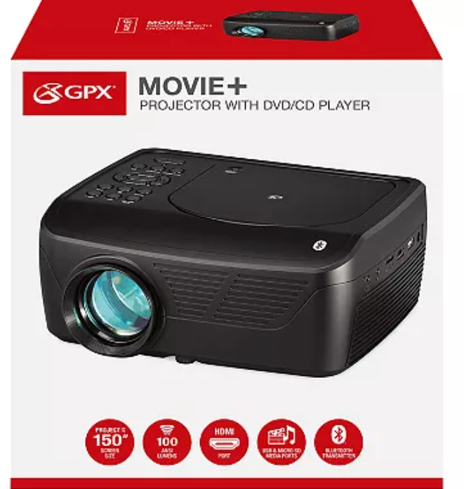 GPX Movie + Projector with DVD/CD Player NEW