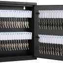 KYODOLED Key Storage Lock Box with Key, Locking Key Cabinet, 60 Key Management Wall Mount with Key Lock, Key Hooks & Key Labels, 2.5" D x 10.2" W x 12.1" H (Black,60 Key)