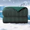 Cooling Comforter Queen Size, Q-Max 0.45 Reversible Striped Cooling Blanket for Hot Sleepers, Breathable Lightweight Silk Smooth Summer Bedding, Quilted Ice Blanket, Emerald Green