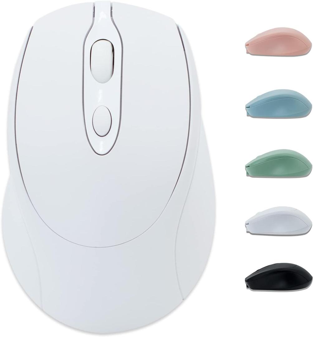 Bluetooth Mouse - Wireless, Rechargeable, Silent, Slim, Portable for Laptop, iPad, MacBook Pro, Surface Pro, PC and Samsung Tablet (White)