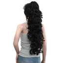 S_SSOY 31"(78cm) Women's Curly Pony Tail Hair Piece Synthetic Claw Clip Ponytail Wavy Long Curled in Hair Extension Extensions Long/Voluminous Wig Hairpieces for Women Girls Lady, 1B#