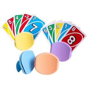 BORICO 4 Pack Playing Card Holders for Kids & Adults - Handheld/Tabletop Use/Drawstring Pouch, Perfect for Game Nights & Travel (4 Colors)